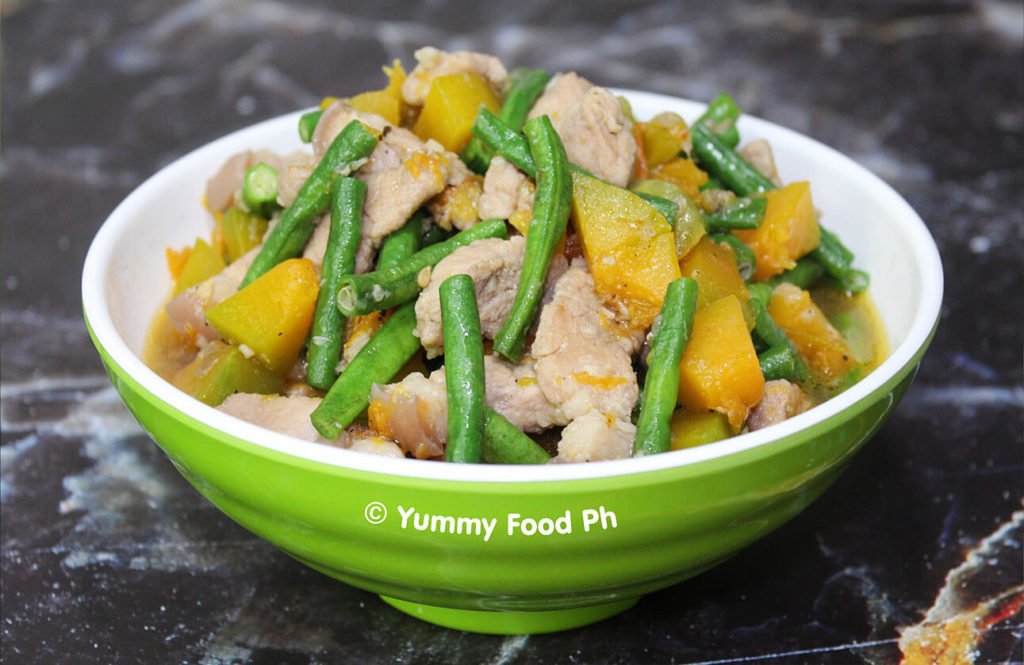 ginisang kalabasa at sitaw recipe with pork