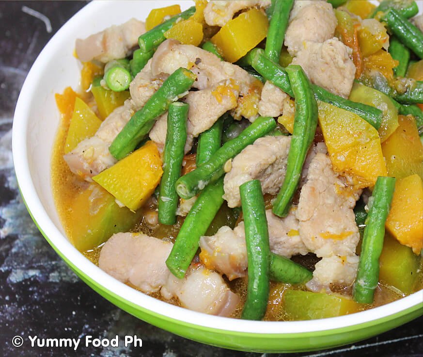ginisa na kalabasa at sitaw recipe with pork