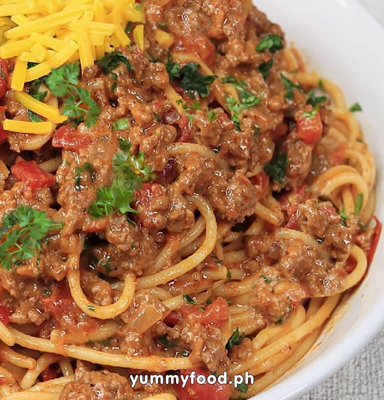 Filipino Spaghetti Recipe with Ground Beef » Yummy Food Ph