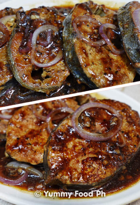 Filipino fish steak recipe in a plate