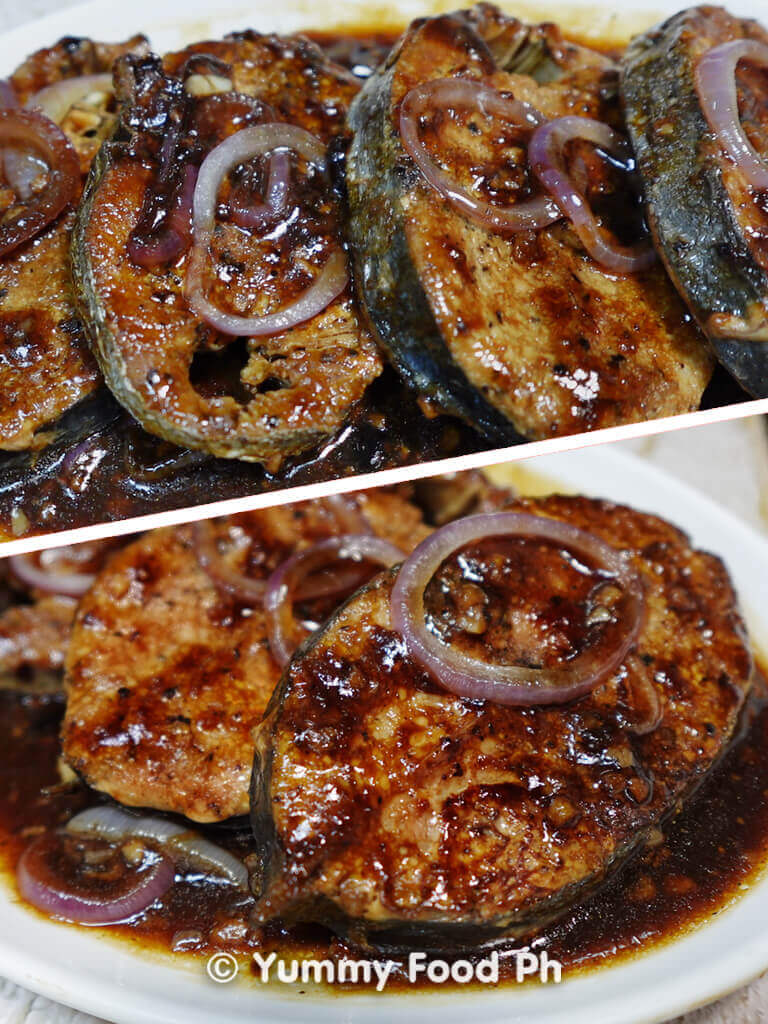 Filipino fish steak recipe in a plate